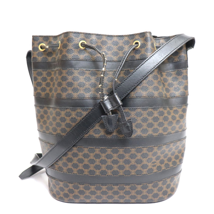 Celine Macadam Drawstring Shoulder Bag Black From Japan 054 6433009 - World Quickdo