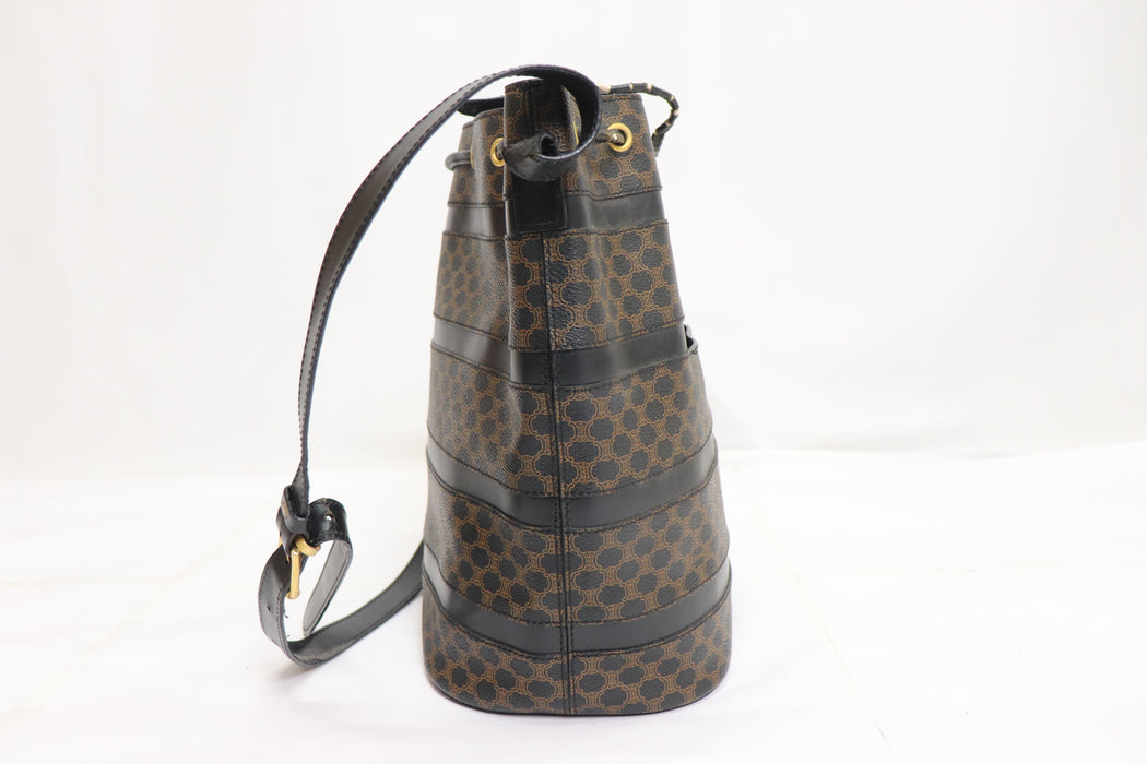 Celine Macadam Drawstring Shoulder Bag Black From Japan 054 6433009 - World Quickdo