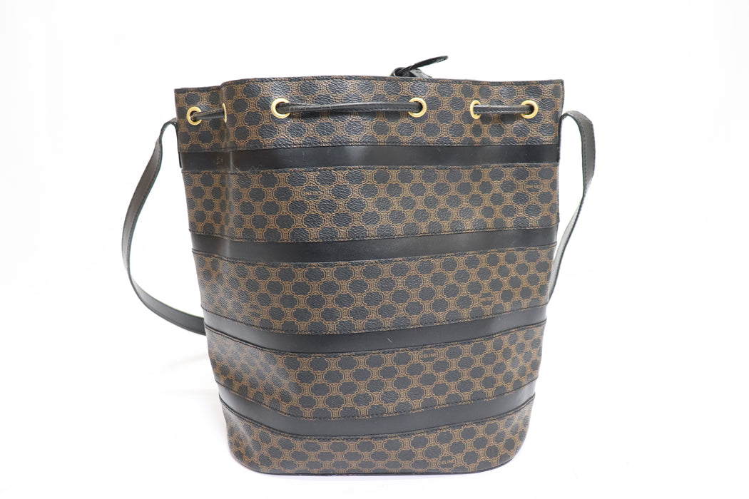 Celine Macadam Drawstring Shoulder Bag Black From Japan 054 6433009 - World Quickdo