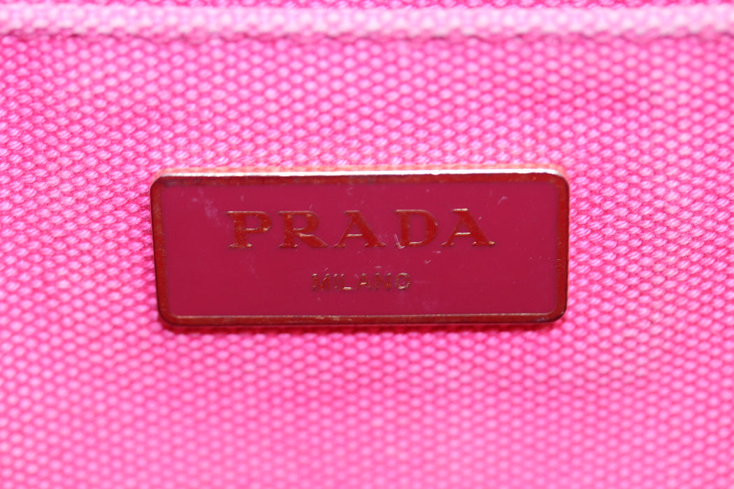 Prada Canapa Canvas Tote Bag Pink From Japan 002 6433316