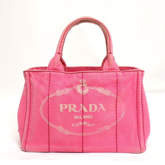 Prada Canapa Canvas Tote Bag Pink From Japan 002 6433316