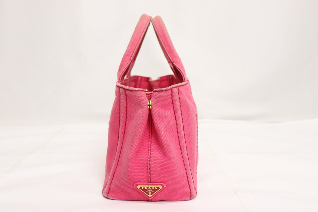 Prada Canapa Canvas Tote Bag Pink From Japan 002 6433316