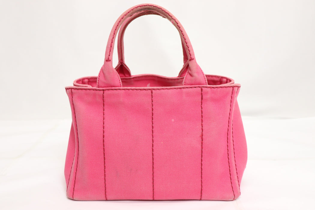 Prada Canapa Canvas Tote Bag Pink From Japan 002 6433316