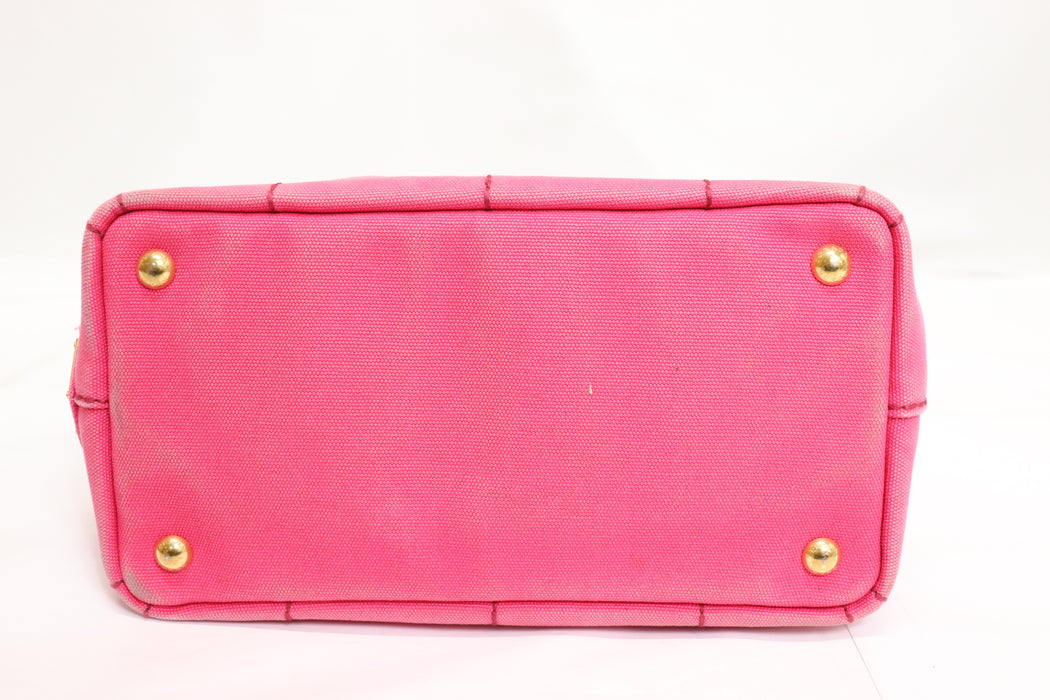 Prada Canapa Canvas Tote Bag Pink From Japan 002 6433316