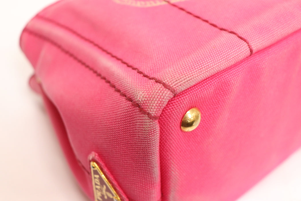 Prada Canapa Canvas Tote Bag Pink From Japan 002 6433316