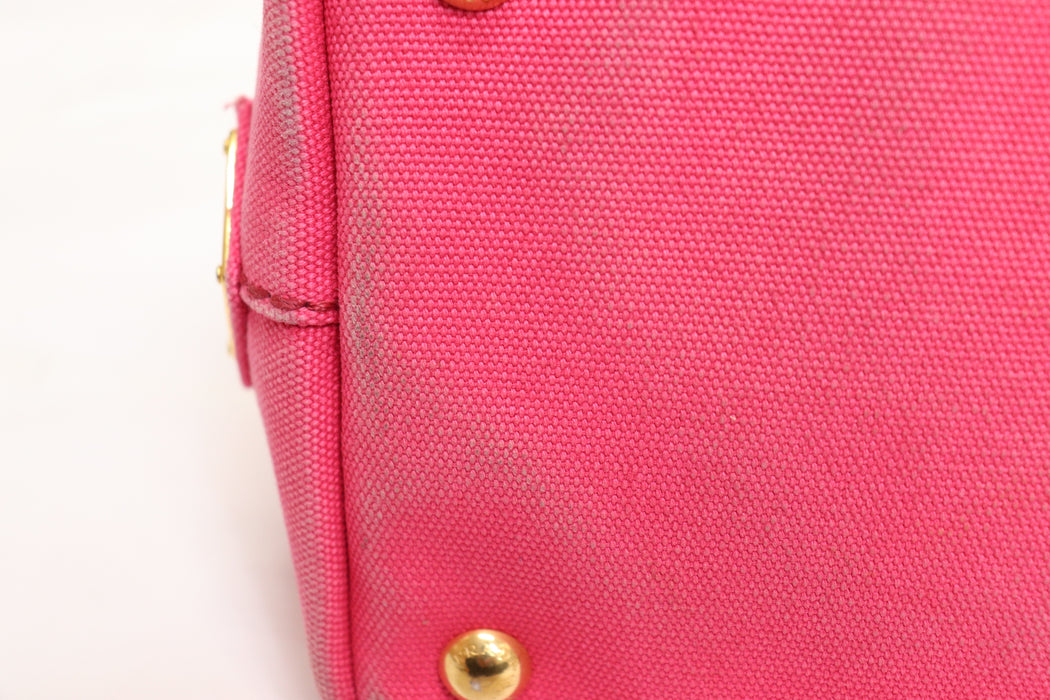 Prada Canapa Canvas Tote Bag Pink From Japan 002 6433316