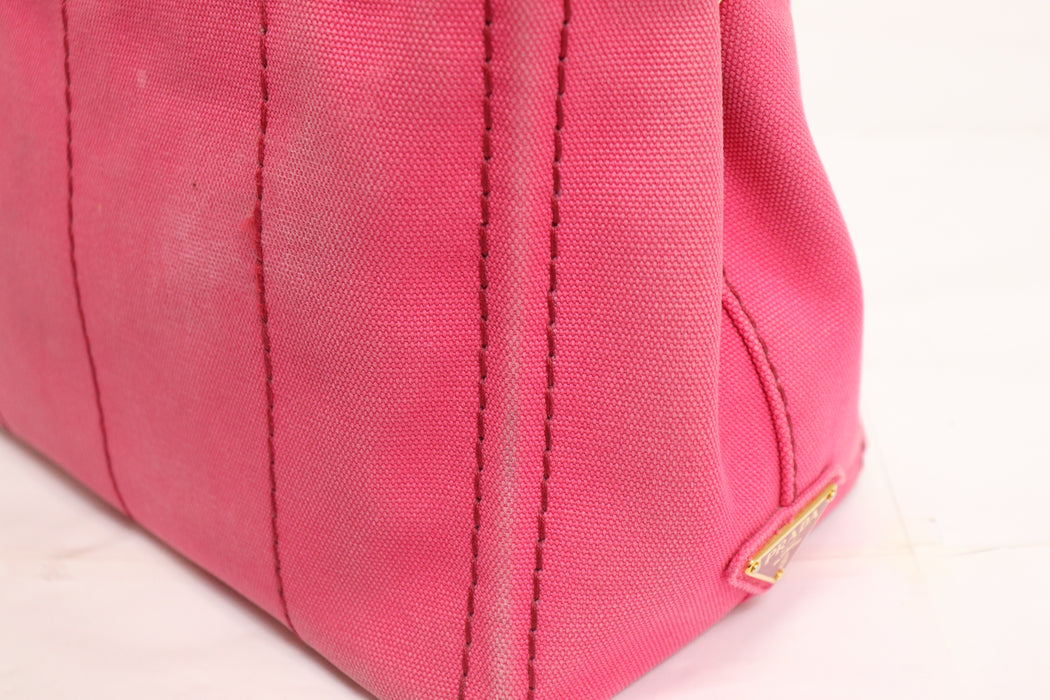 Prada Canapa Canvas Tote Bag Pink From Japan 002 6433316