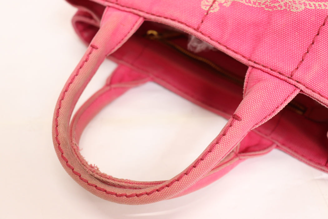 Prada Canapa Canvas Tote Bag Pink From Japan 002 6433316