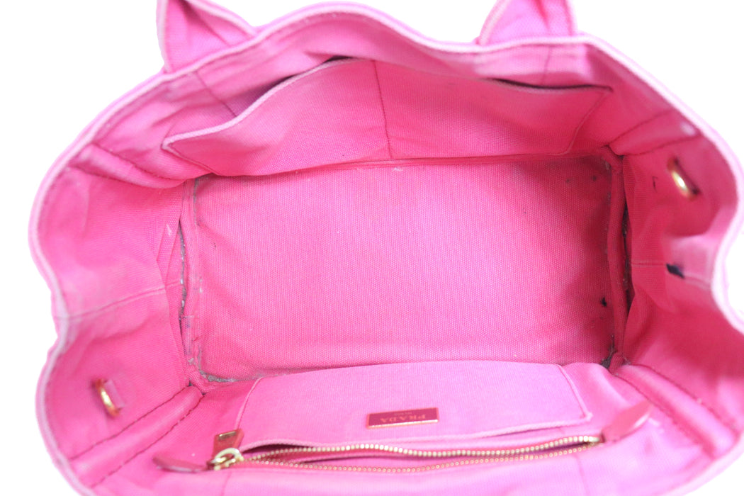 Prada Canapa Canvas Tote Bag Pink From Japan 002 6433316