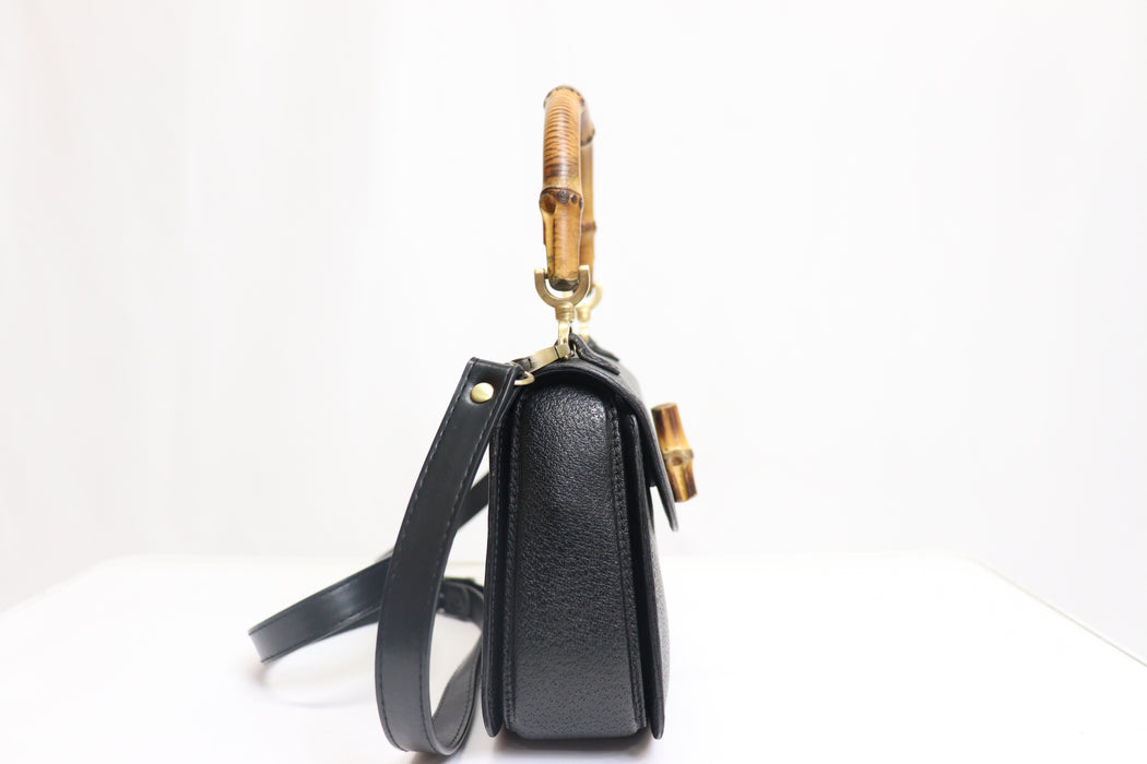 Gucci Black Bamboo Leather 2way Handbag 000.1014.0188 From Japan 272 6407810 - World Quickdo