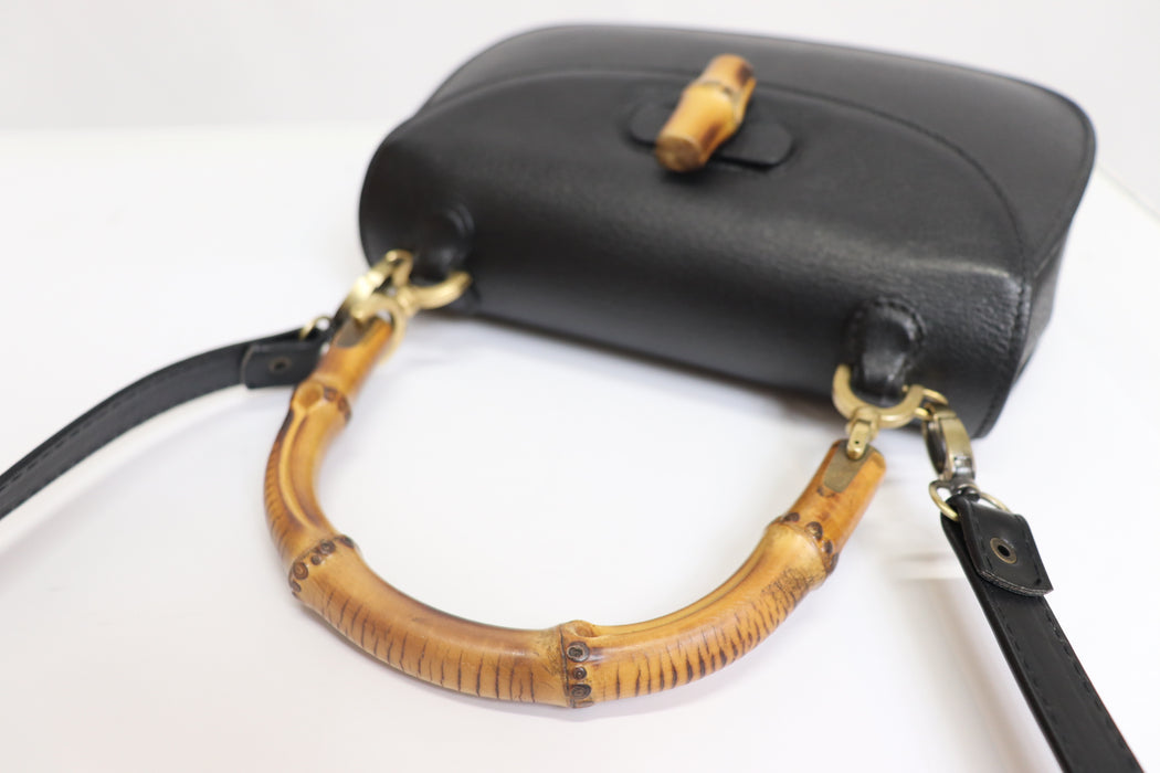 Gucci Black Bamboo Leather 2way Handbag 000.1014.0188 From Japan 272 6407810 - World Quickdo