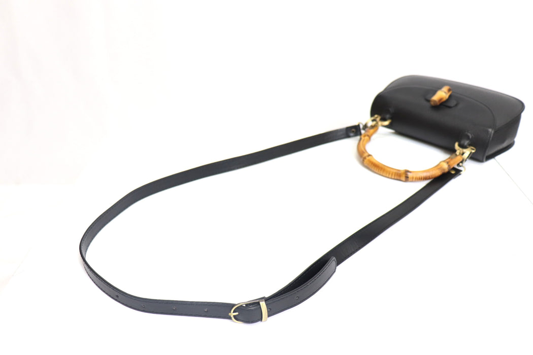 Gucci Black Bamboo Leather 2way Handbag 000.1014.0188 From Japan 272 6407810 - World Quickdo