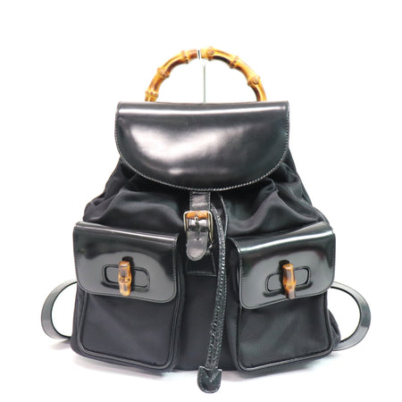 Gucci Bamboo Backpack Enamel Black 003 2058 0016 From Japan 011 6380001 - World Quickdo