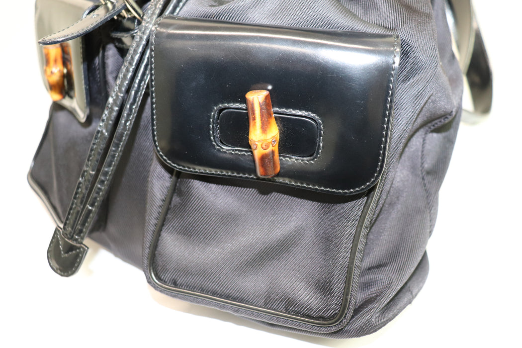 Gucci Bamboo Backpack Enamel Black 003 2058 0016 From Japan 011 6380001 - World Quickdo