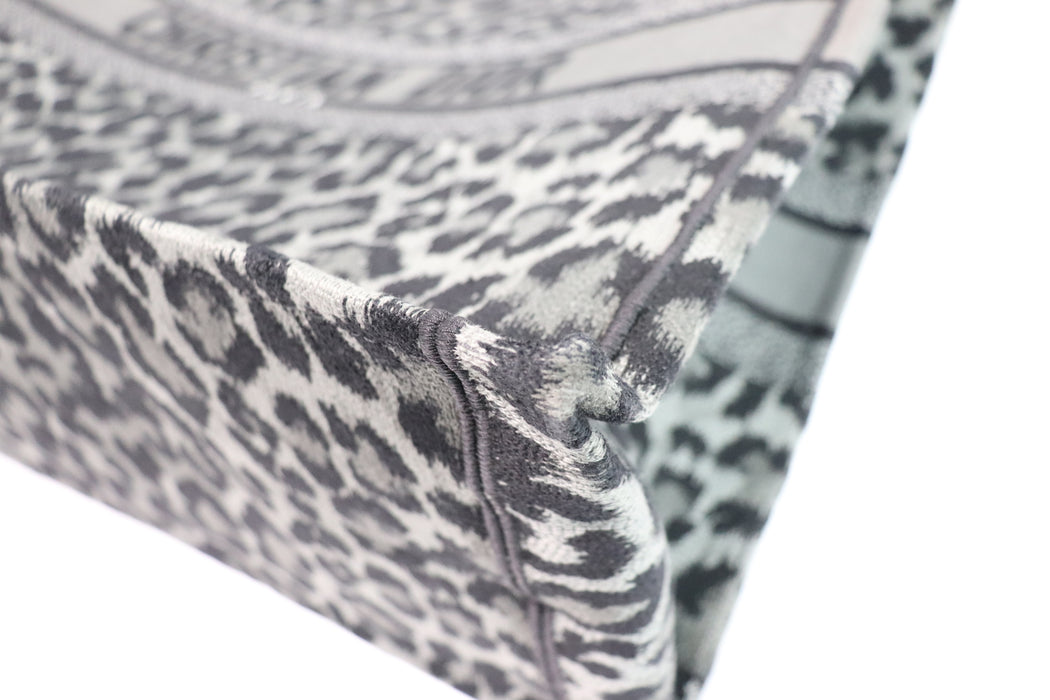 Christian Dior Leopard Book Tote Handbag Gray/Black Canvas From JPN 011 6357173 - World Quickdo