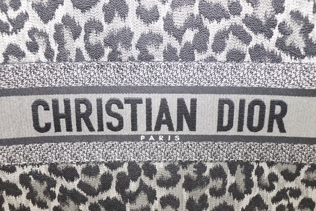Christian Dior Leopard Book Tote Handbag Gray/Black Canvas From JPN 011 6357173 - World Quickdo