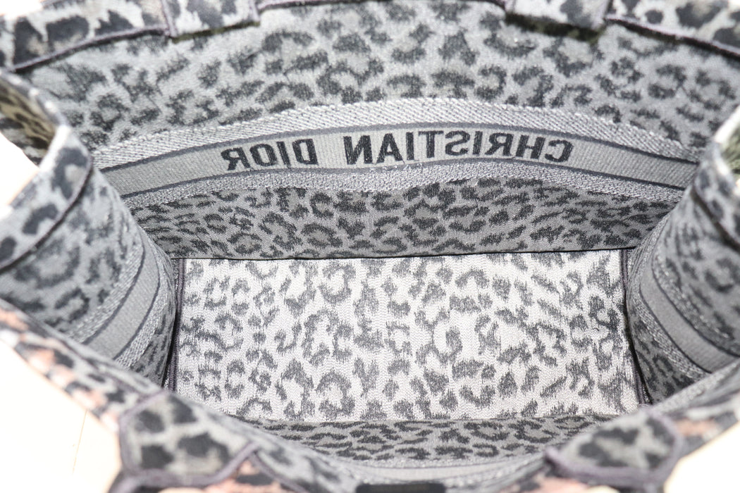 Christian Dior Leopard Book Tote Handbag Gray/Black Canvas From JPN 011 6357173 - World Quickdo