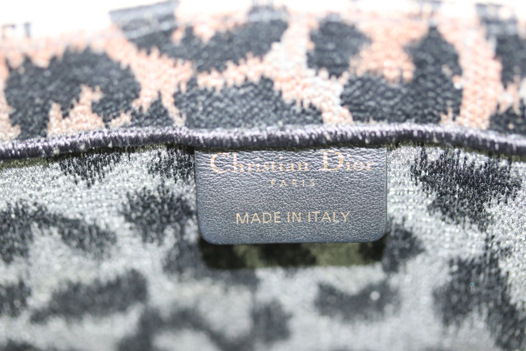 Christian Dior Leopard Book Tote Handbag Gray/Black Canvas From JPN 011 6357173 - World Quickdo