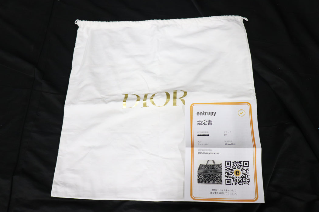 Christian Dior Leopard Book Tote Handbag Gray/Black Canvas From JPN 011 6357173 - World Quickdo